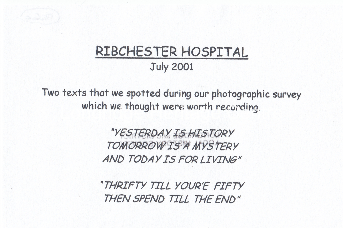946C - Ribchester Hospital - Inside the buildings - 2001